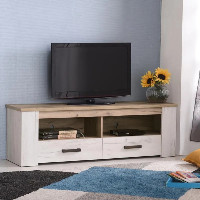 Έπιπλο TV Kent 150 Γκρί Δρύς - Λευκός Δρύς 151x43x49 εκ. 151x43x49 εκ.