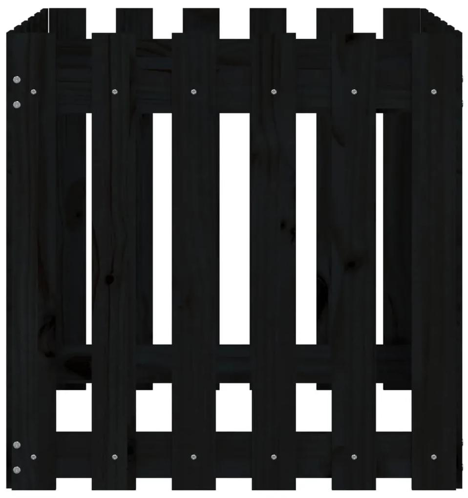 vidaXL Ζαρντινιέρα με Σχέδιο Φράχτη Μαύρη 60 x 60 x 60 εκ. Μασίφ Πεύκο