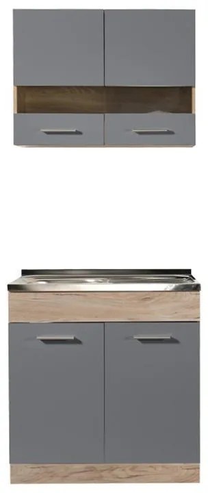 Έτοιμη Σύνθεση Κουζίνα Dalila 80S Γκρί Δρύς - Γκρί 80x51,5x206,5 εκ. 80x51.5x206.5 εκ.