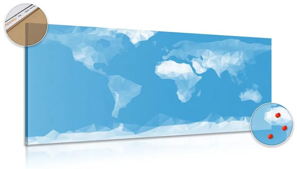 Εικόνα στον παγκόσμιο χάρτη φελλού σε πολυγωνικό στυλ - 120x60