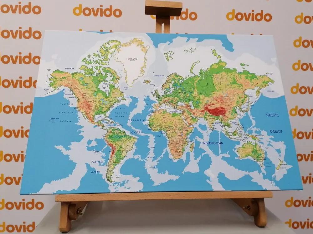 Εικόνα σε έναν κλασικό παγκόσμιο χάρτη από φελλό - 120x80  peg