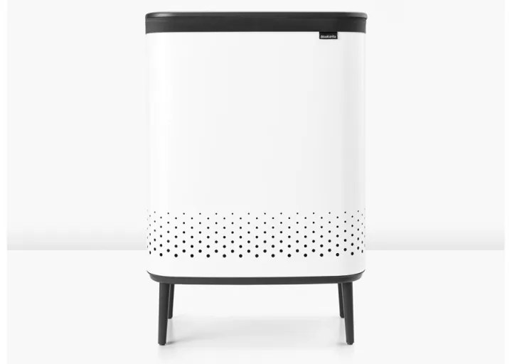 Καλάθι πλυσίματος Brabantia Bo 1004176, 2x45 l, Πλήρωση χωρίς άνοιγμα, οπές εξαερισμού, ρυθμιζόμενα πόδια, Λευκό