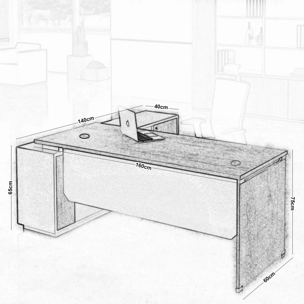 Γραφείο Pacey Plus-160 x 140 x 75-Αριστερή