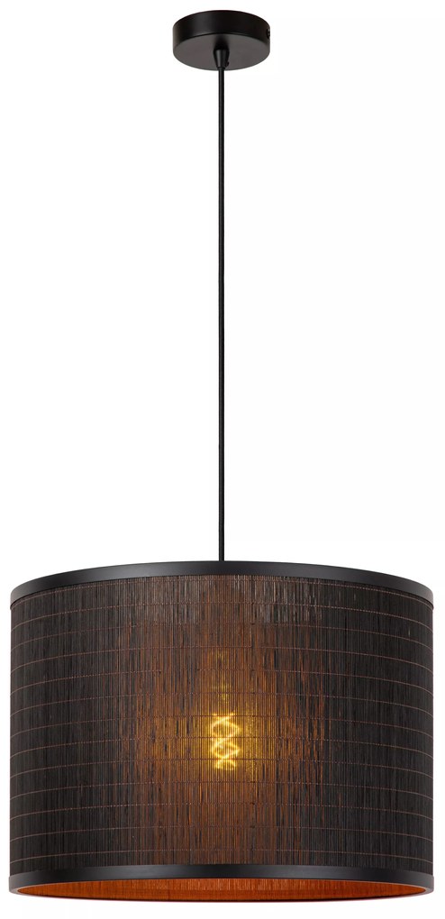 Φωτιστικό Κρεμαστό Lucide 21429-01-30 TAGALOG Μαύρο Ματ (Black Mat)|Ξύλο Φυσικό χρώμα (Wood Natural Finish)