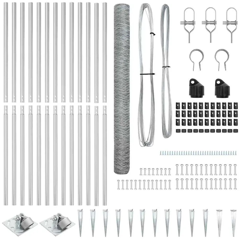 vidaXL Στύλος Περιφράξεων Ασημί 25 x 1,5 μ (36 mm πλέγμα) Ατσάλι