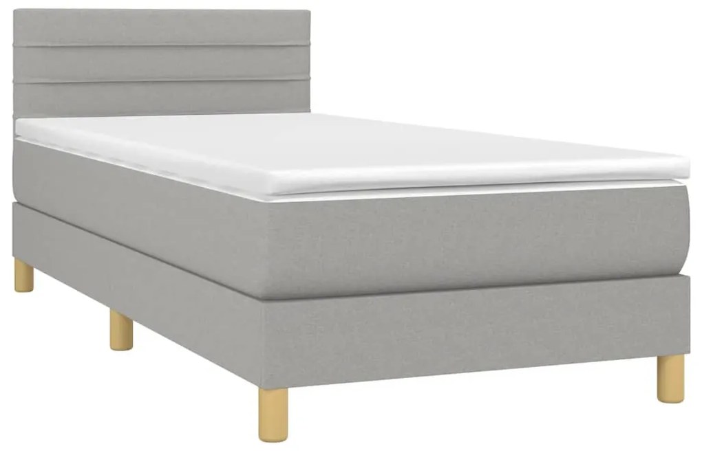 Κρεβάτι Boxspring με Στρώμα Ανοιχτό Γκρι 100x200 εκ. Υφασμάτινο - Γκρι