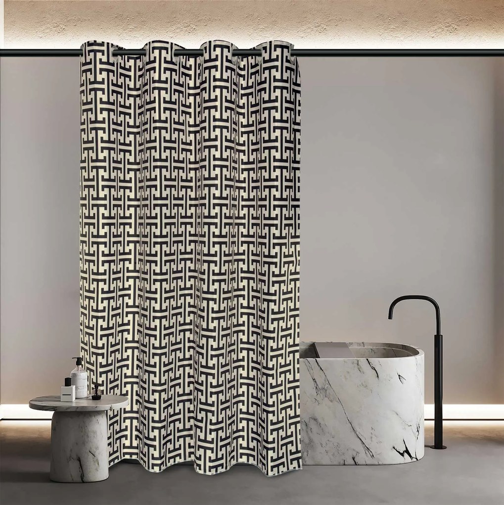 Κουρτίνα Μπάνιου Αδιάβροχη Polyester 200x180εκ. Essential 3123 Μαύρη Greenwich Polo Club