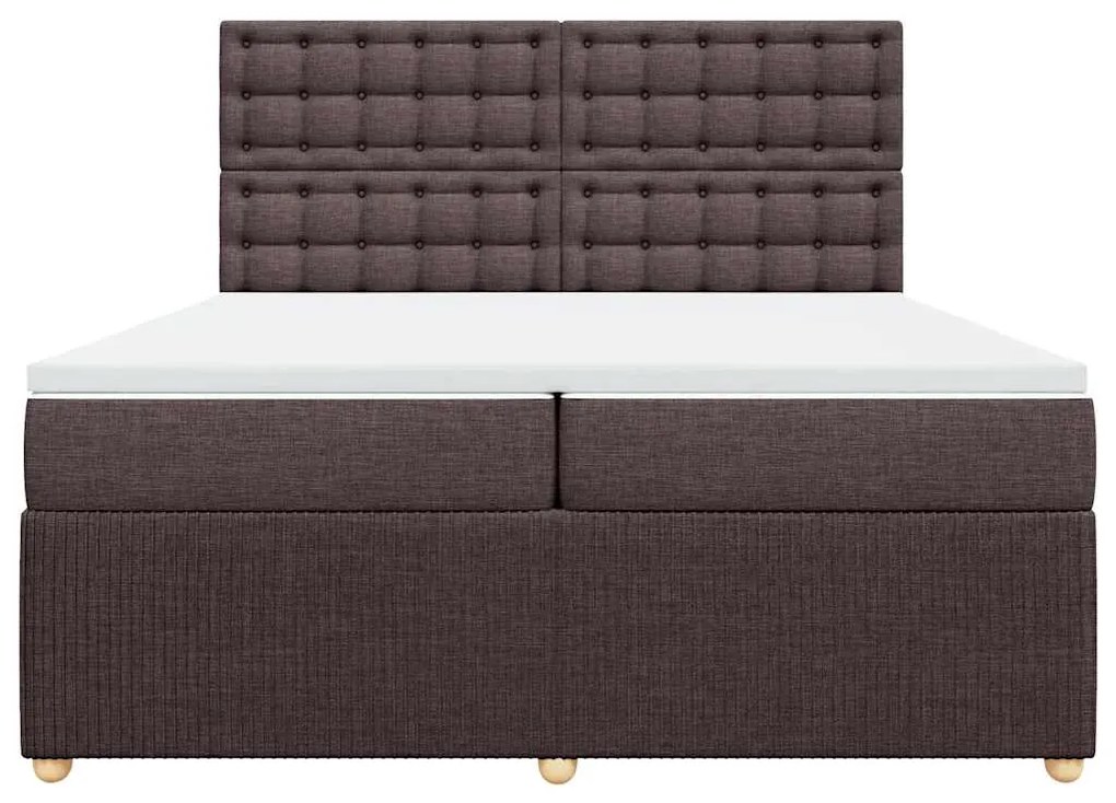 vidaXL Κρεβάτι Boxspring με Στρώμα Σκούρο Καφέ 200x200 εκ. Υφασμάτινο