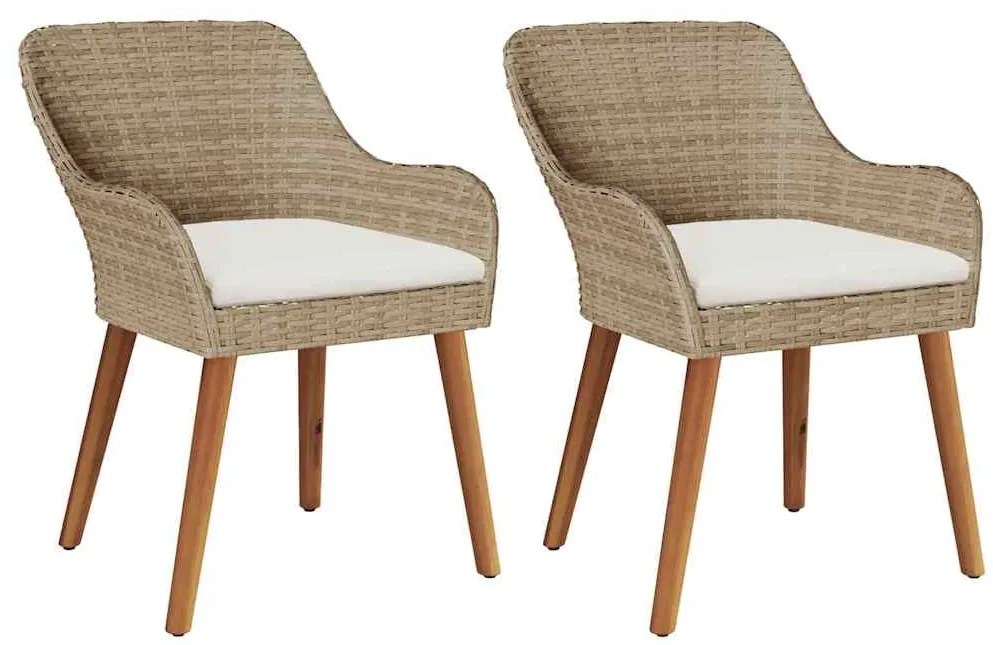 vidaXL Καρέκλα Κήπου 2 pcs Μπεζ 55 x 62.5 x 82 εκ. συνθετικό ρατάν
