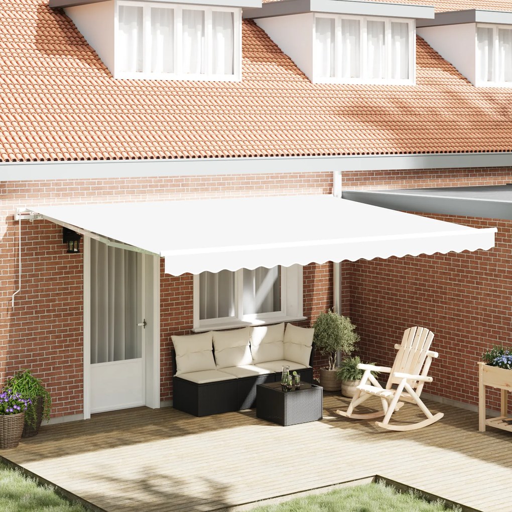 vidaXL Χειροκίνητη Ανασυρόμενη Τέντα Λευκή 450x350 cm