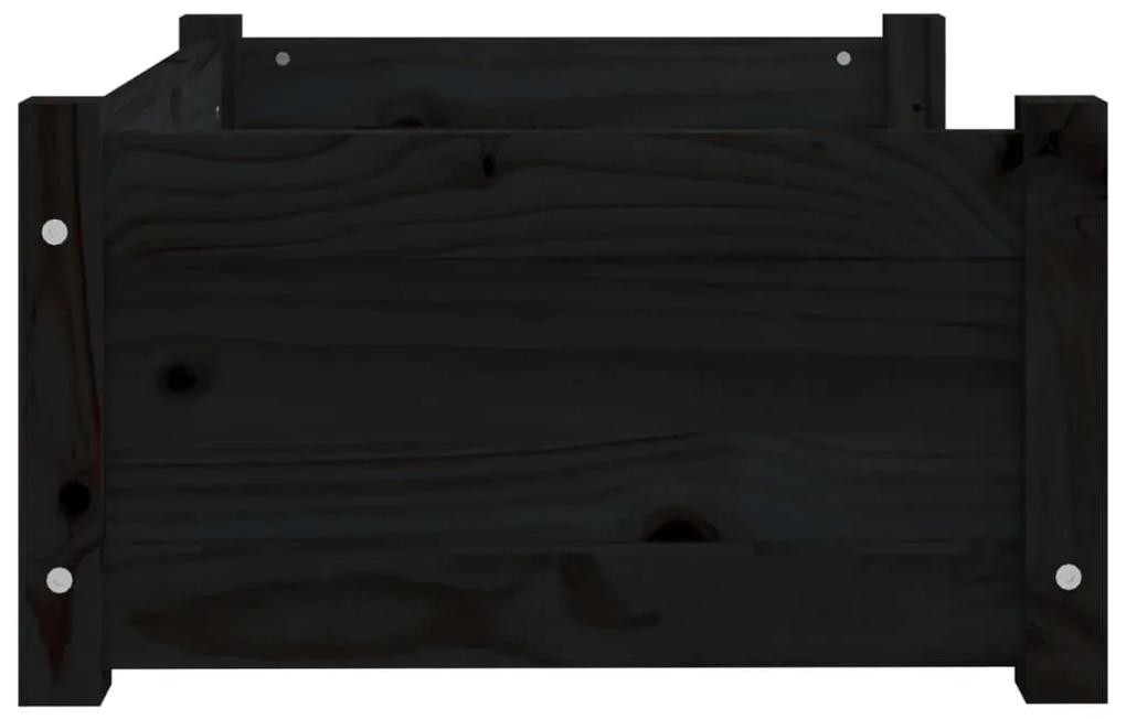 Κρεβάτι Σκύλου Μαύρο 65,5x50,5x28 εκ. από Μασίφ Ξύλο Πεύκου - Μαύρο