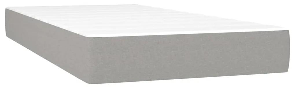 vidaXL Κρεβάτι Boxspring με Στρώμα Ανοιχτό Γκρι 200x200 εκ. Υφασμάτινο