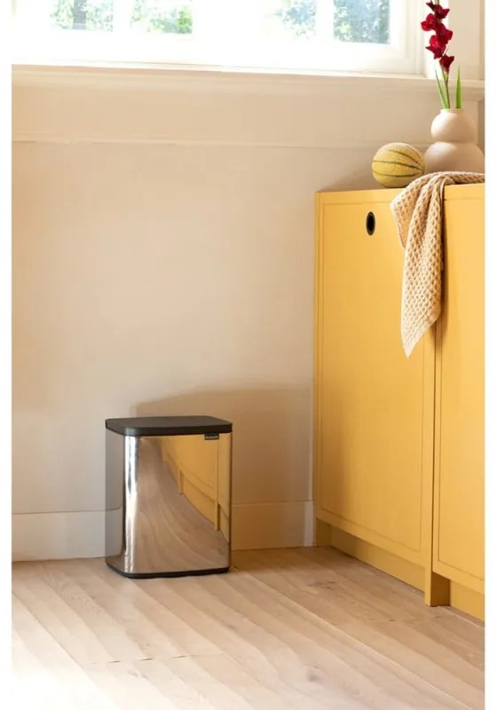 Κάδος απορριμμάτων Brabantia Bo Small 12L, Αθόρυβο και ομαλό άνοιγμα, Αντιολισθητική βάση, Inox