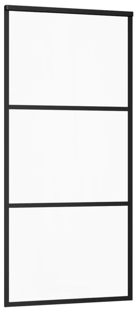 Πόρτα Συρόμενη Μαύρη 90 x 205 εκ. από Γυαλί ESG / Αλουμίνιο - Μαύρο