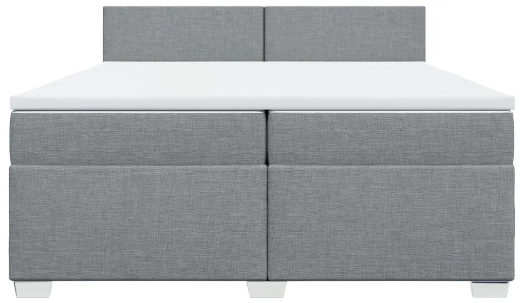 vidaXL Κρεβάτι Boxspring με Στρώμα Ανοιχτό Γκρι 200x200 εκ. Υφασμάτινο