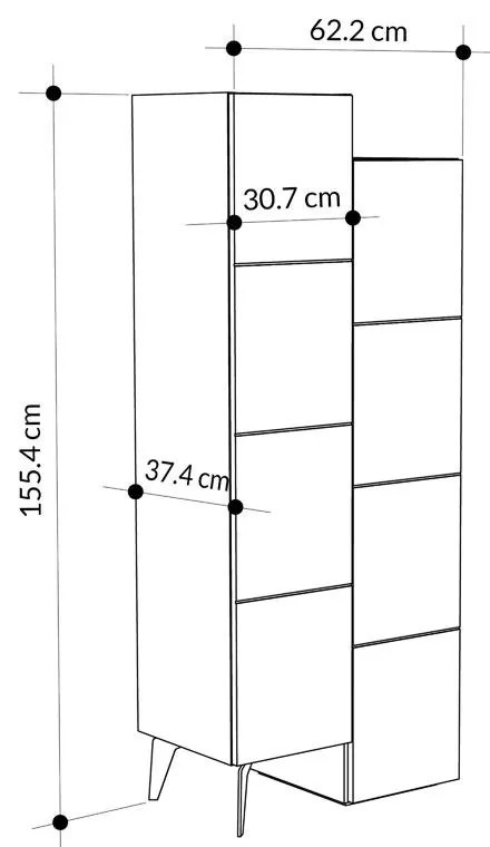 Ντουλάπι-στήλη Romane φυσικό 62.2x37.4x155.4εκ 62.5x37.4x155.4 εκ.