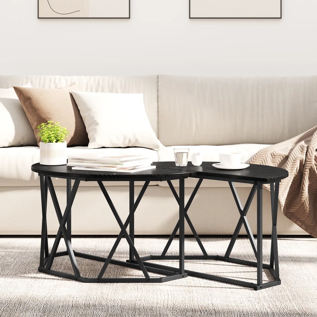 vidaXL Τραπέζι καφέ Μαύρο Δρυς 80x80x42 εκ. από επεξεργασμένο ξύλο
