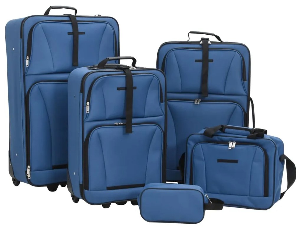 vidaXL Σετ Βαλίτσες Ταξιδίου 5 τεμ. Μπλε Υφασμάτινες