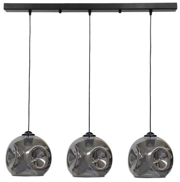 Κρεμαστό Φωτιστικό Οροφής 3xE27 Γυαλί Pop Heronia Lighting-02-0395-Φιμέ/Smoke 02-0395