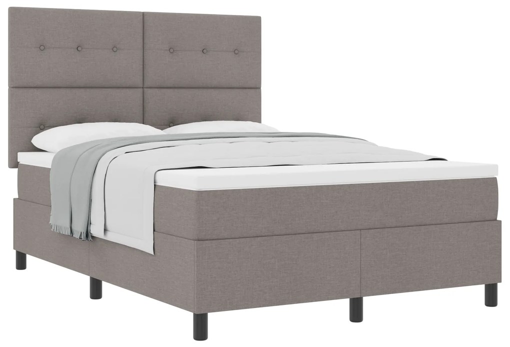 vidaXL Κρεβάτι Box Spring με Στρώμα Καφέ 140x190 εκ. Ύφασμα