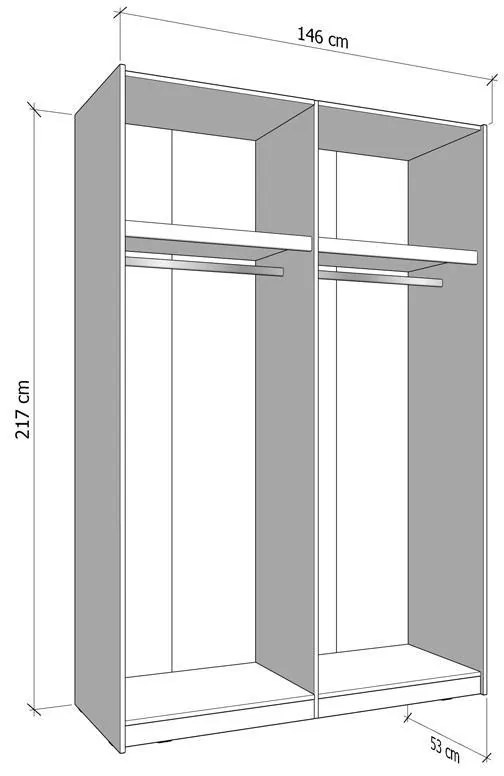 Ντουλάπα Συρόμενη VEYMONT 150 OG με Καθρέπτη Artisan oak 146x61x218εκ. 146x61x218 εκ.