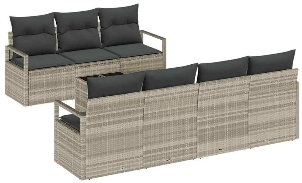 vidaXL Σετ Καναπέ Κήπου 8 pcs Ανοιχτό γκρι 55 x 55 x 37 εκ