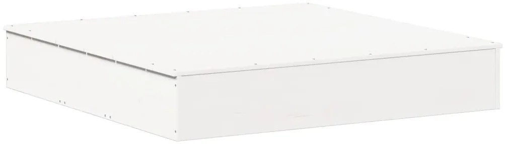 vidaXL Αμμοδόχος με Κάλυμμα Λευκή 111x111x19,5 εκ. Μασίφ Ξύλο Πεύκου