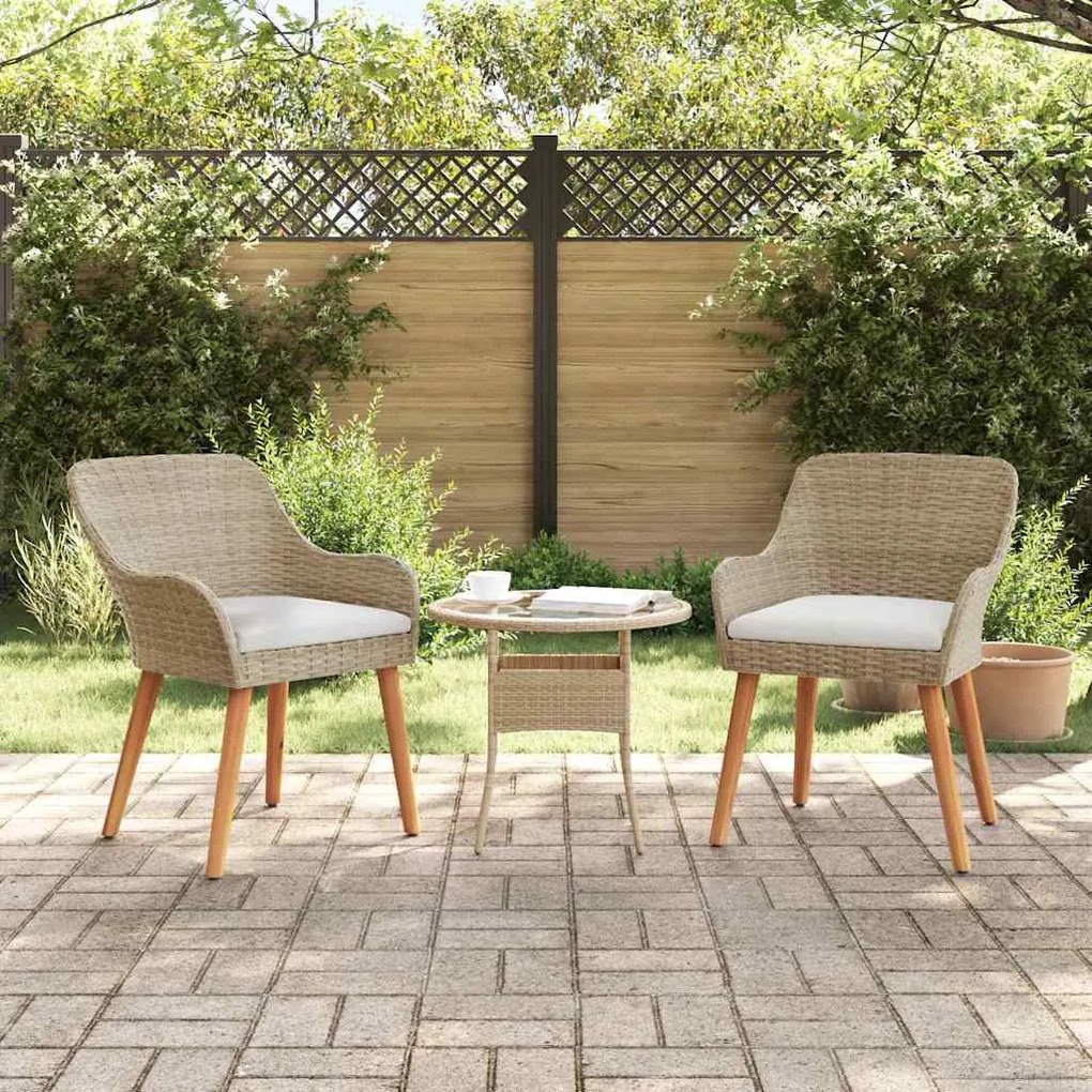 vidaXL Καρέκλα Κήπου 2 pcs Μπεζ 55 x 62.5 x 82 εκ. συνθετικό ρατάν