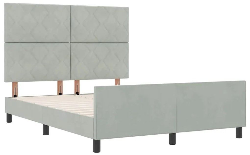vidaXL Σκελετός Κρεβατιού Ανοιχτό γκρι 140 x 190 cm Βελούδο