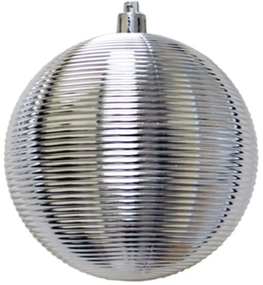 Χριστουγεννιάτικες Μπάλες Ριγέ (Σετ 4Τμχ) 00.01.13036 Φ10cm Silver