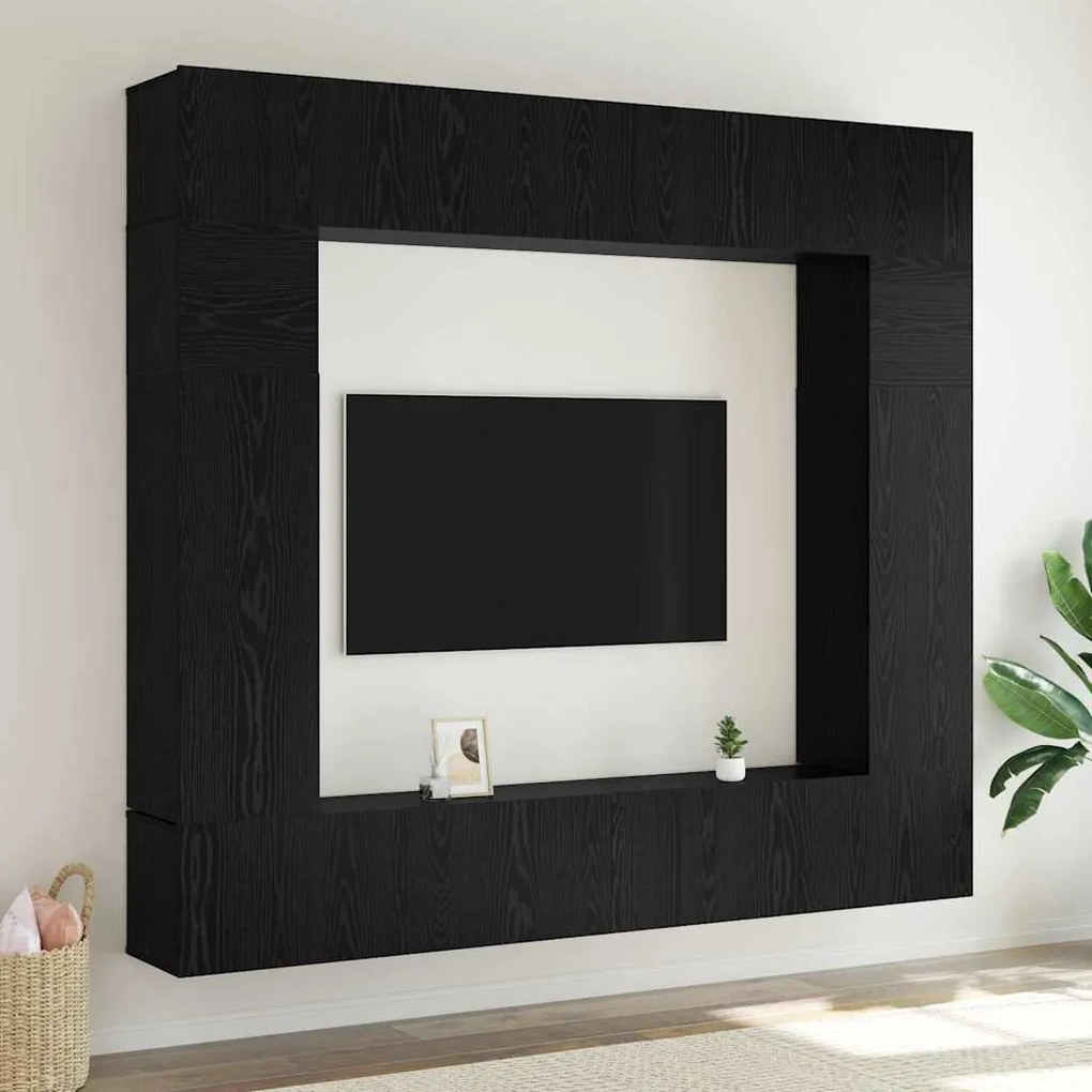 vidaXL Σετ επίπλου τηλεόρασης 8 pcs Μαύρη δρυς 100 x 30 x 30 cm