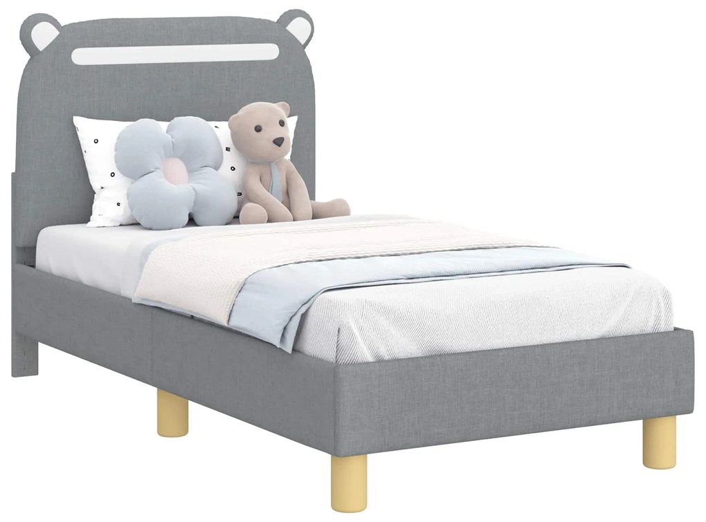 vidaXL Κρεβατική βάση για παιδιά με προσκέφαλο Ανοιχτό γκρι