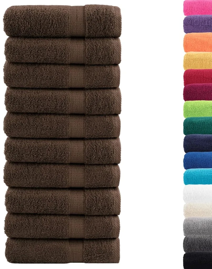 vidaXL Πετσέτες Μπάνιου Premium SOLUND 10 τεμ. Καφέ 70x140 εκ. 600 γρ./μ²