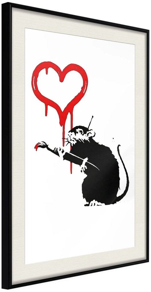 Αφίσα - Banksy: Love Rat - 20x30 - Μαύρο - Με πασπαρτού