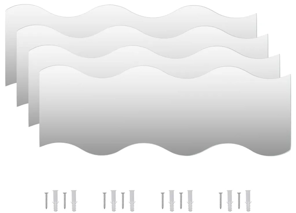 vidaXL Καθρέφτες Τοίχου 4 τεμ. Κυματιστοί 60 x 18,5 εκ. Γυάλινοι
