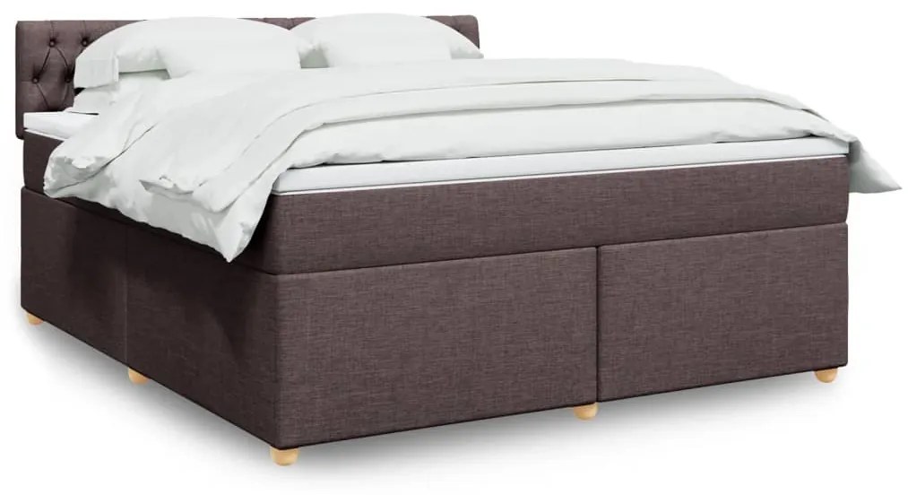 vidaXL Κρεβάτι Boxspring με Στρώμα Σκούρο Καφέ 180x200 εκ Υφασμάτινο