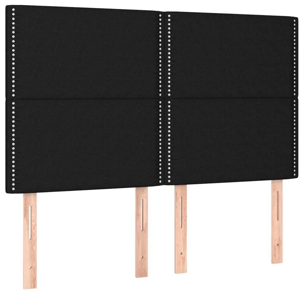 vidaXL Κεφαλάρι Κρεβατιού LED Μαύρο 144x5x118/128 εκ. Υφασμάτινο