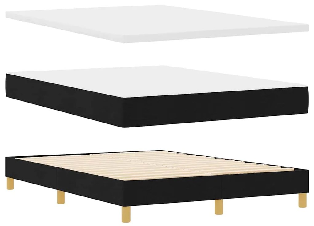 vidaXL Κρεβάτι με Ελατήρια και Στρώμα Κρεμ 90x200 εκ Υφασμα Μαύρο
