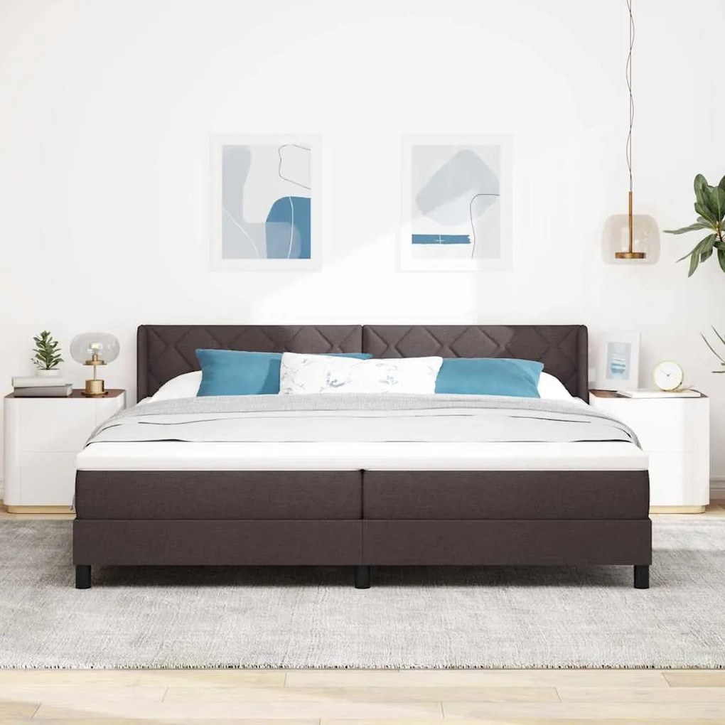 vidaXL Κρεβάτι box spring με στρώμα με στρώμα Σκούρο Καφέ 200 x 200 cm
