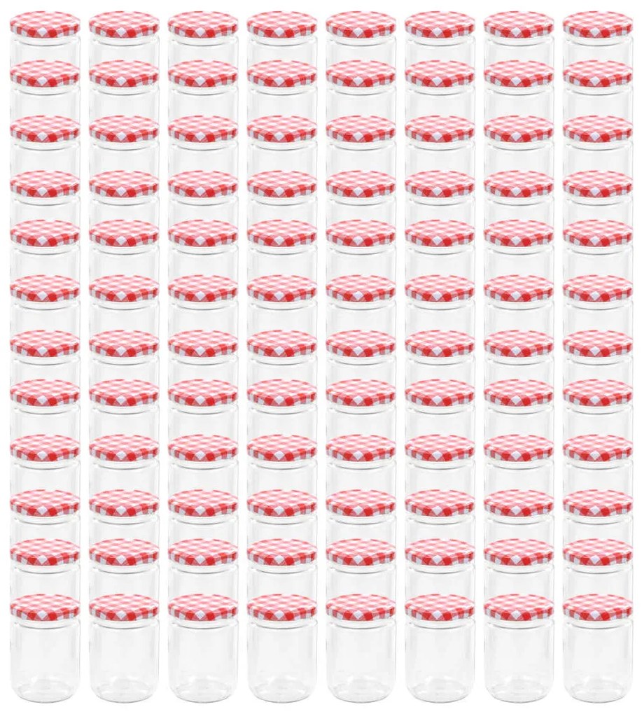 vidaXL Βάζα Μαρμελάδας 96 τεμ. 230 ml Γυάλινα με Κόκκινα/Λευκά Καπάκια