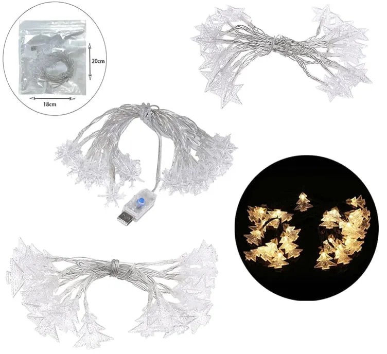 LED λαμπάκια USB θερμό φως 3Μ - LED USB color light strip warm light