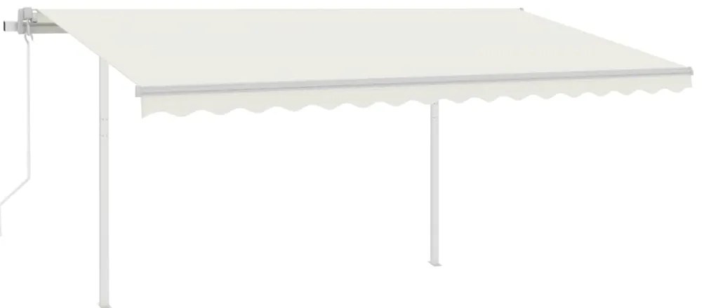 vidaXL Τέντα Αυτόματη Χειροκίνητη με Στύλους Κρεμ 4 x 3,5 μ.