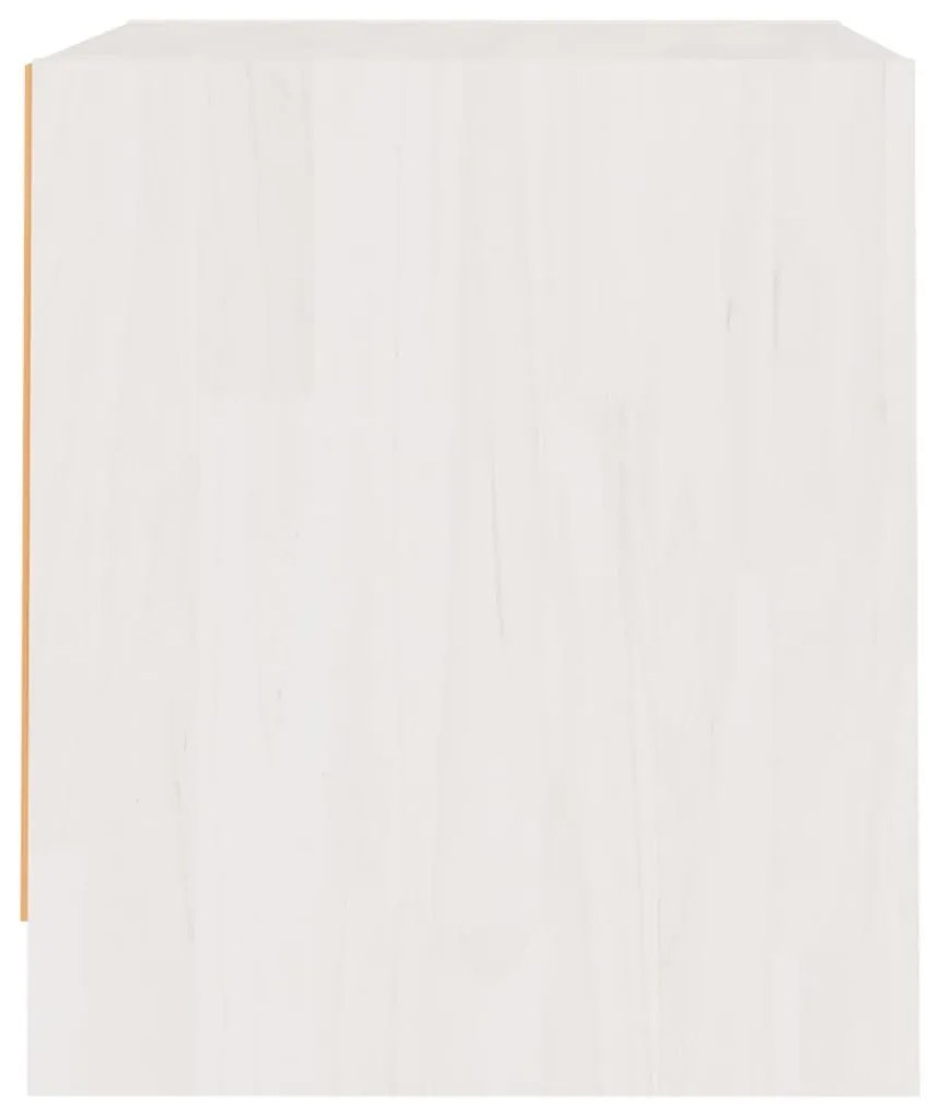 Κομοδίνο Λευκό 40 x 30,5 x 35,5 εκ. από Μασίφ Ξύλο Πεύκου - Λευκό