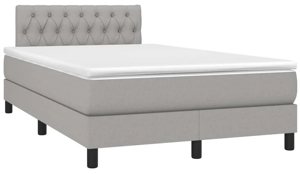 vidaXL Κρεβάτι Boxspring με Στρώμα & LED Αν.Γκρι 120x200 εκ Υφασμάτινο
