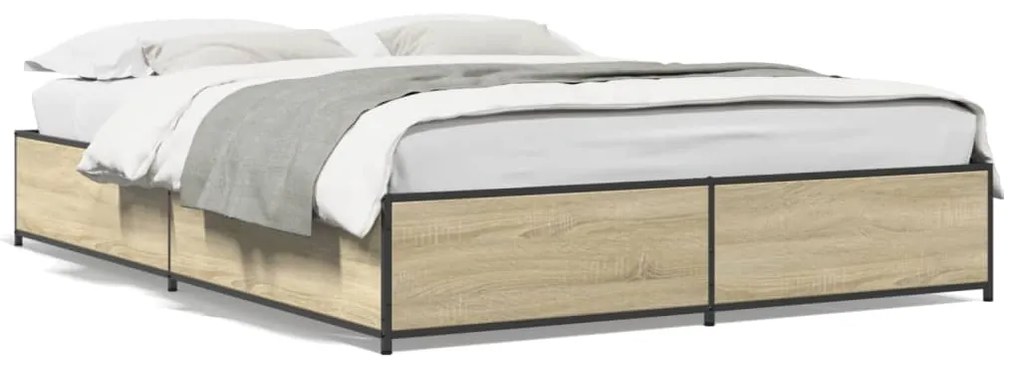 vidaXL Πλαίσιο Κρεβατιού Sonoma Δρυς 120x190 εκ. Επεξ. Ξύλο & Μέταλλο