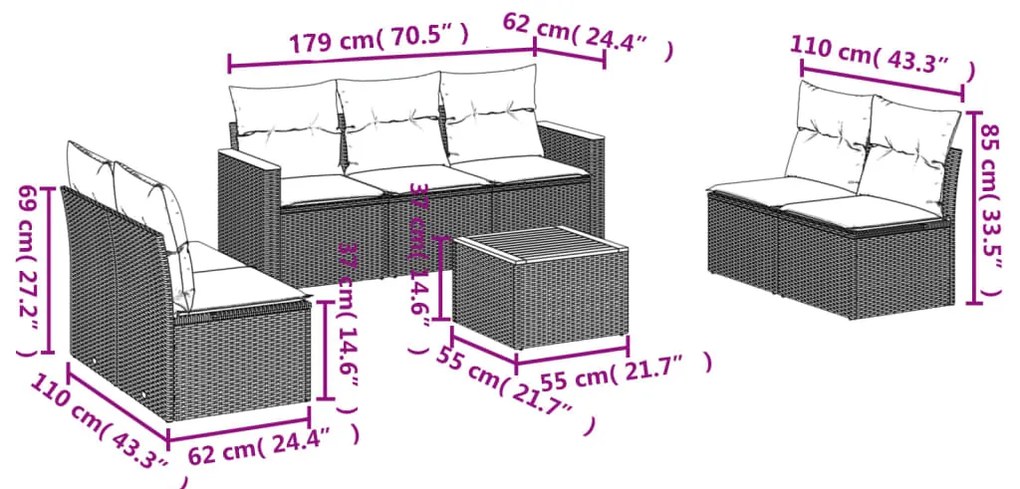 vidaXL Σαλόνι Κήπου Σετ 8 τεμ. Μπεζ Συνθετικό Ρατάν με Μαξιλάρια