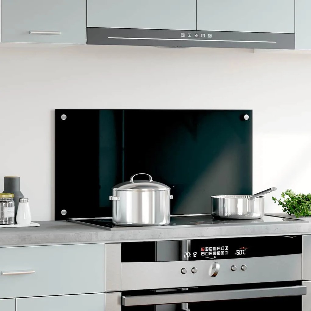 vidaXL Πλάτη Κουζίνας Μαύρη 80 x 40 εκ. από Ψημένο Γυαλί