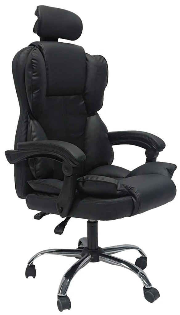 ΚΑΡΕΚΛΑ ΓΡΑΦΕΙΟΥ OCTAVIUS HM1202 ΜΑΥΡΟ PVC-ΜΕΤΑΛ.ΧΡΩΜΙΟ ΒΑΣΗ 63x73x129Υεκ