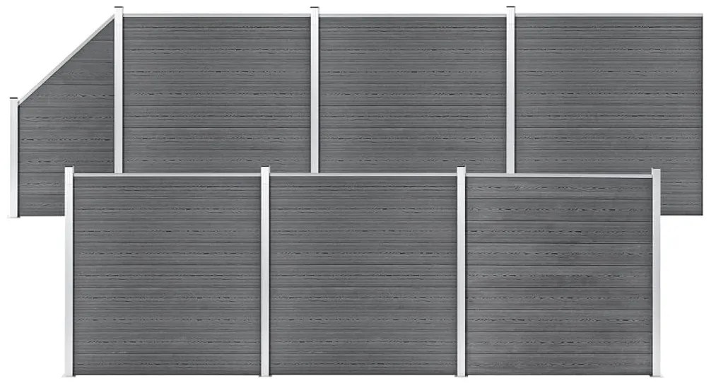 vidaXL Πάνελ Περίφραξης 6 Τετράγωνα + 1 Κεκλιμένο Γκρι 1138x186 εκ WPC