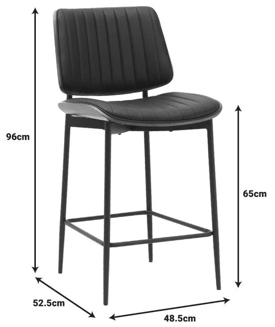 Σκαμπό-μπαρ Kathy μαύρο pu-καρυδί μέταλλο 48.5x52.5x96εκ 51x58x81 εκ.